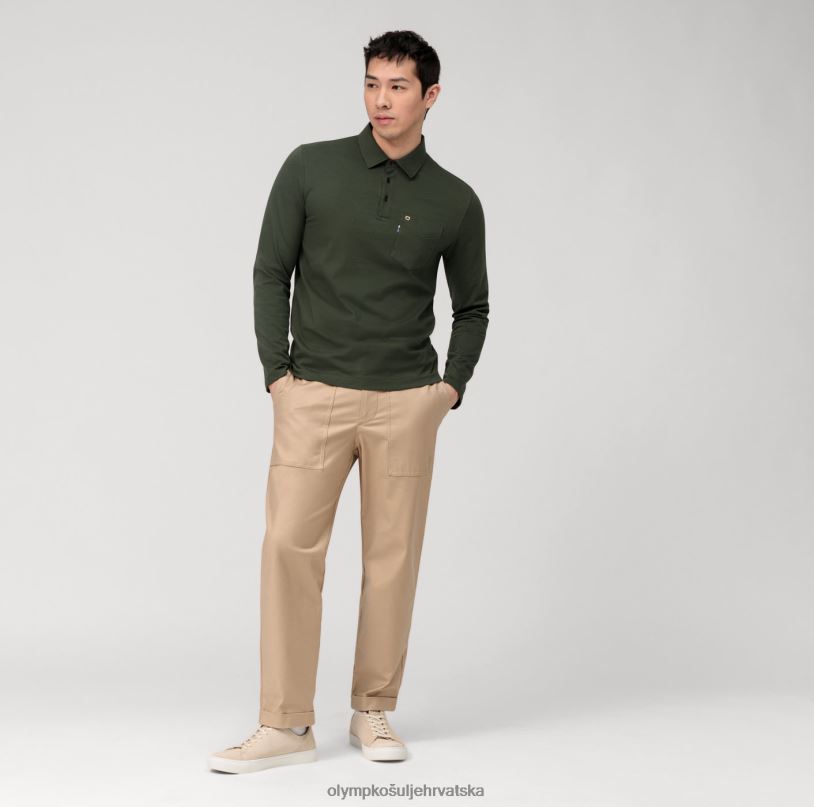 casual jersey polo dugih rukava, tamno zelene boje OLYMP FZJ6Z2120 odjeća - Image 2