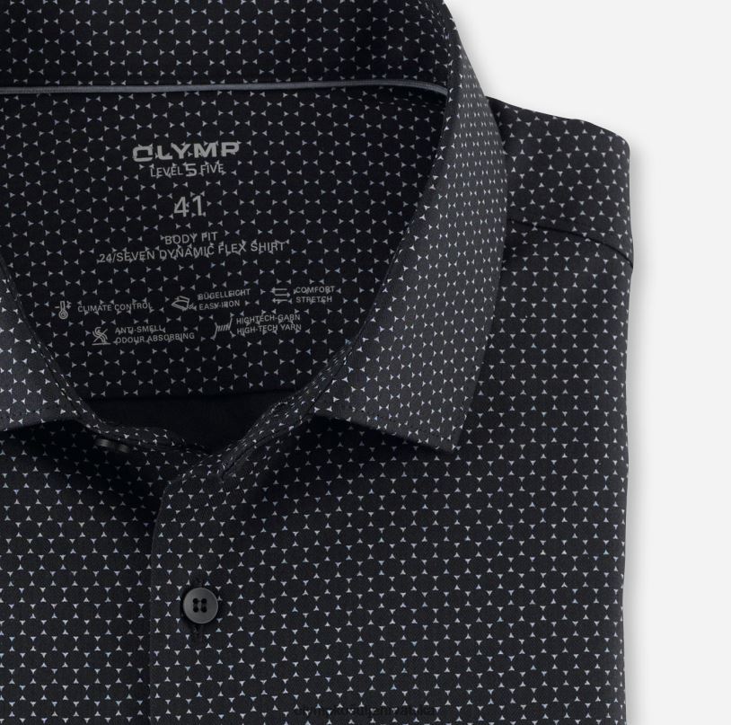 level five 24/7 body fit, poslovna košulja, moderni kent, crna OLYMP FZJ6Z768 odjeća - Image 2