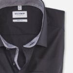 level five fit, poslovna košulja, moderni kent, crna OLYMP FZJ6Z744 odjeća - Image 2