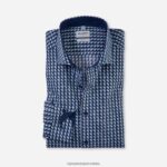 level five fit, poslovna košulja, royal kent, marine OLYMP FZJ6Z485 odjeća