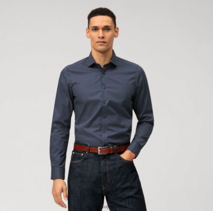 level five fit, poslovna košulja, royal kent, marine OLYMP FZJ6Z636 odjeća