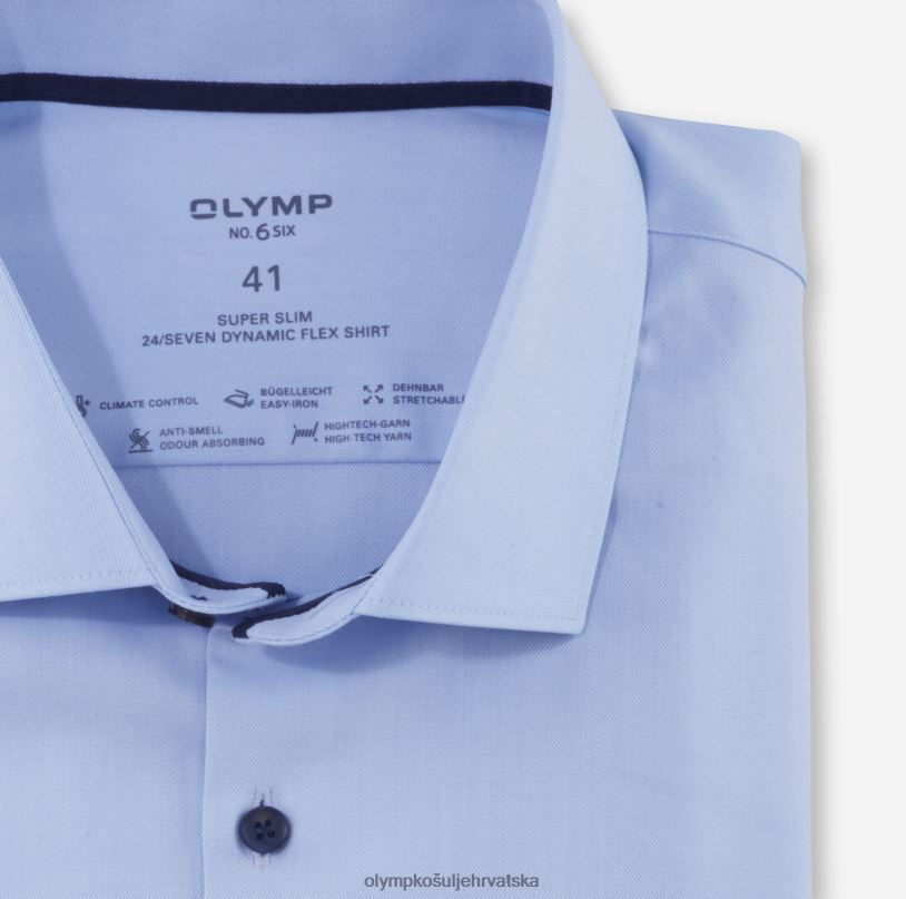 Ne. six 24/7 super slim, poslovna košulja, ekstra dugi dugi rukavi, moderna kent, plava OLYMP FZJ6Z328 odjeća - Image 2