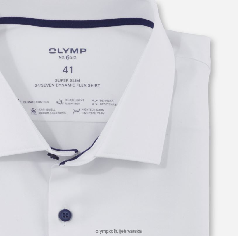 Ne. six 24/7 super slim, poslovna košulja, ekstra dugi dugi rukavi, moderni kent, bijela OLYMP FZJ6Z330 odjeća - Image 2