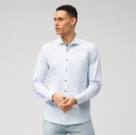 razina pet 24/7 kroj uz tijelo, poslovna košulja, kent, plava OLYMP FZJ6Z529 odjeća