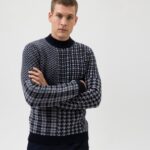 pletivo razine pet uz tijelo, pulover s podignutim ovratnikom, siva OLYMP FZJ6Z1844 odjeća